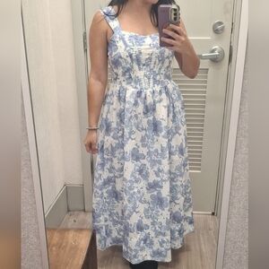 Floral Blue and White Maxi Dress